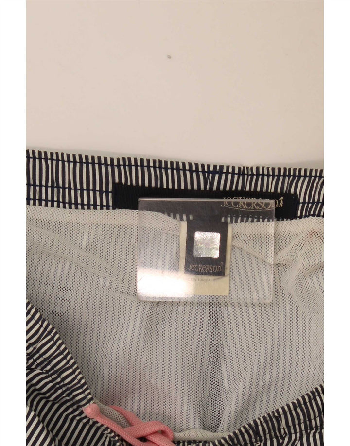 Jeckerson Short de bain pour homme en polyester à fines rayures bleu marine