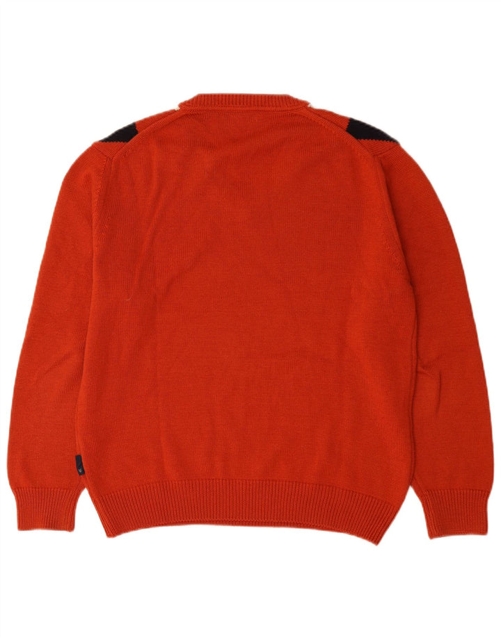 Re Del Mare Pull Col V Homme Orange Moyen Argyle/Diamant Laine