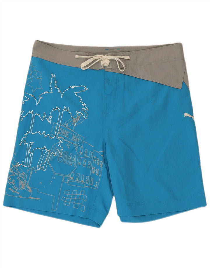 Puma Short de Bain Graphique Homme Large Bleu Polyester
