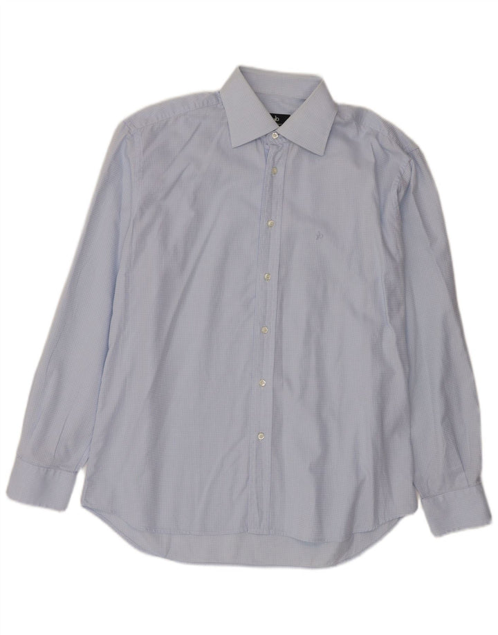 Roccobarocco Chemise homme Taille 41 16 Grand coton tacheté bleu