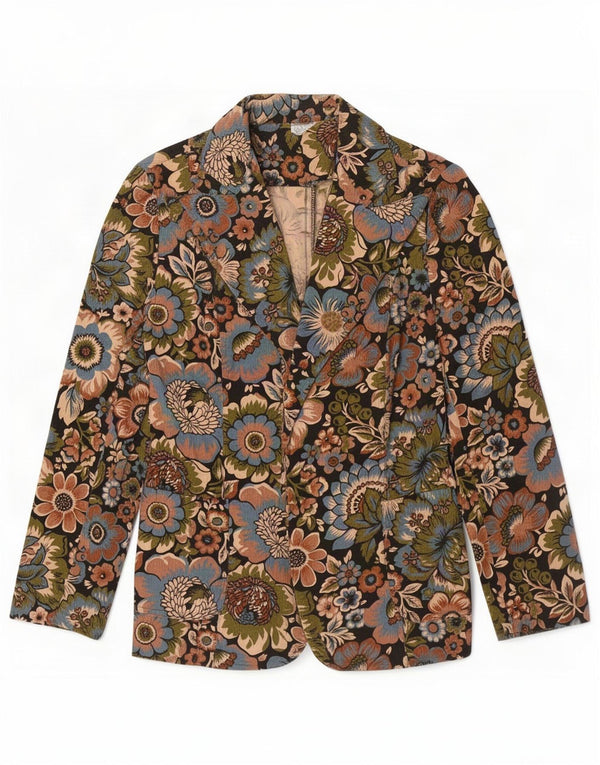 vintage Femme Open Blazer Veste IT 42 Moyen Multicolore Floral