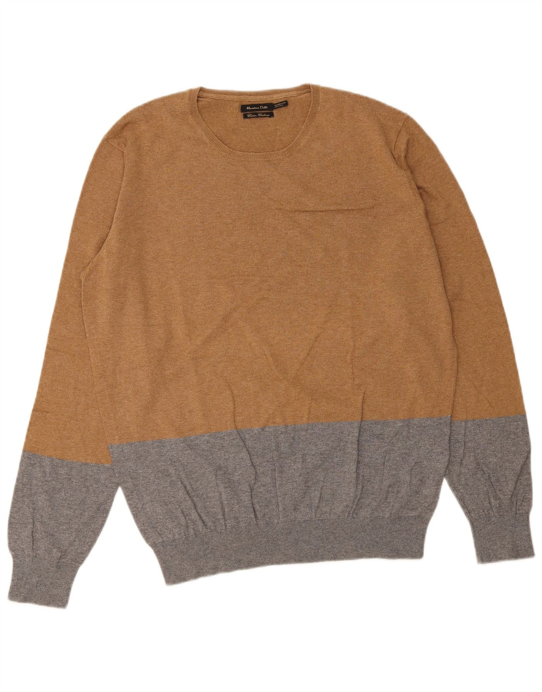 Massimo Dutti Pull à col rond pour homme en coton color block Marron moyen