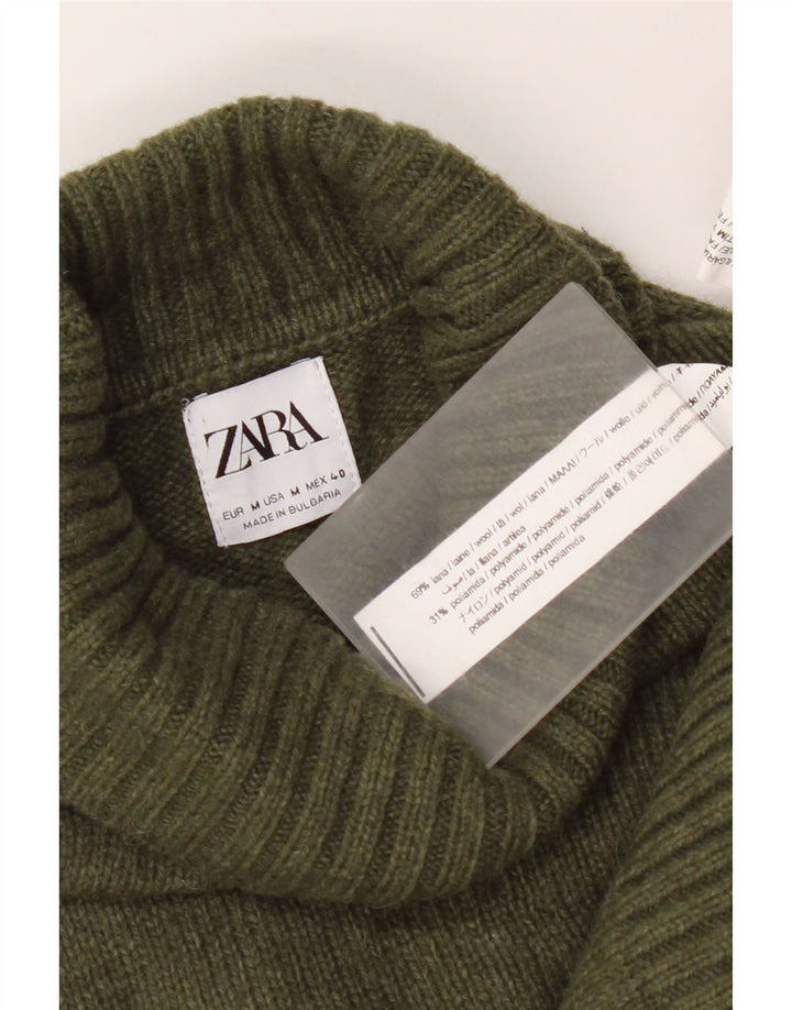 Zara Pull Col Roulé Homme Kaki Moyen Laine