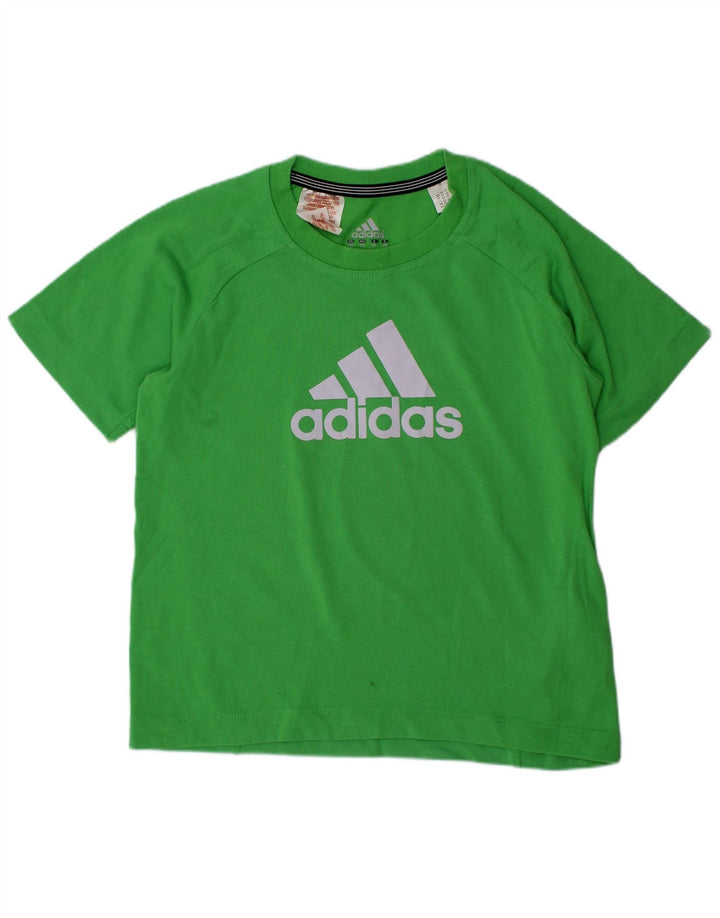 ADIDAS Garçon Climalite Graphic T-Shirt Top 5-6 ans Vert Coton