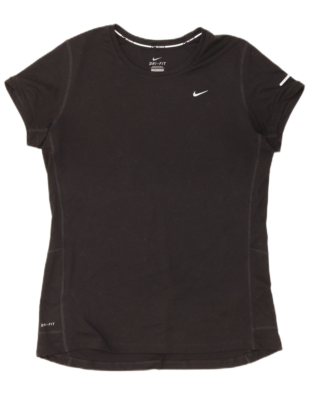 NIKE T-shirt Dri Fit pour femme UK 14 Large Noir Polyester