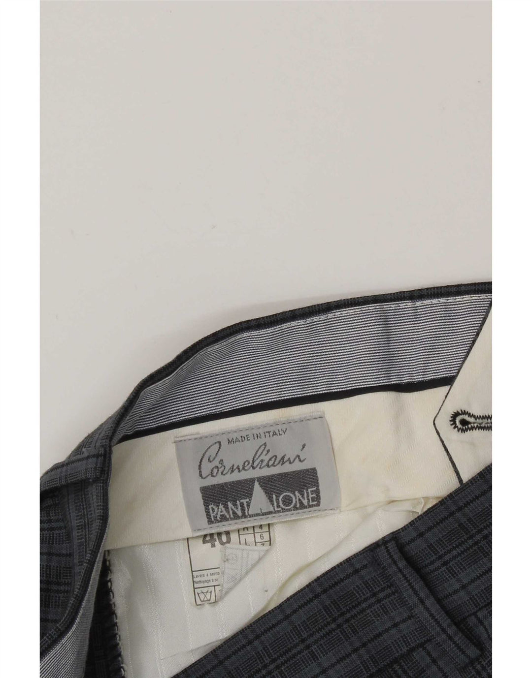 Corneliani Pantalon de costume pour homme IT 46 Small W30 L30 Bleu à carreaux