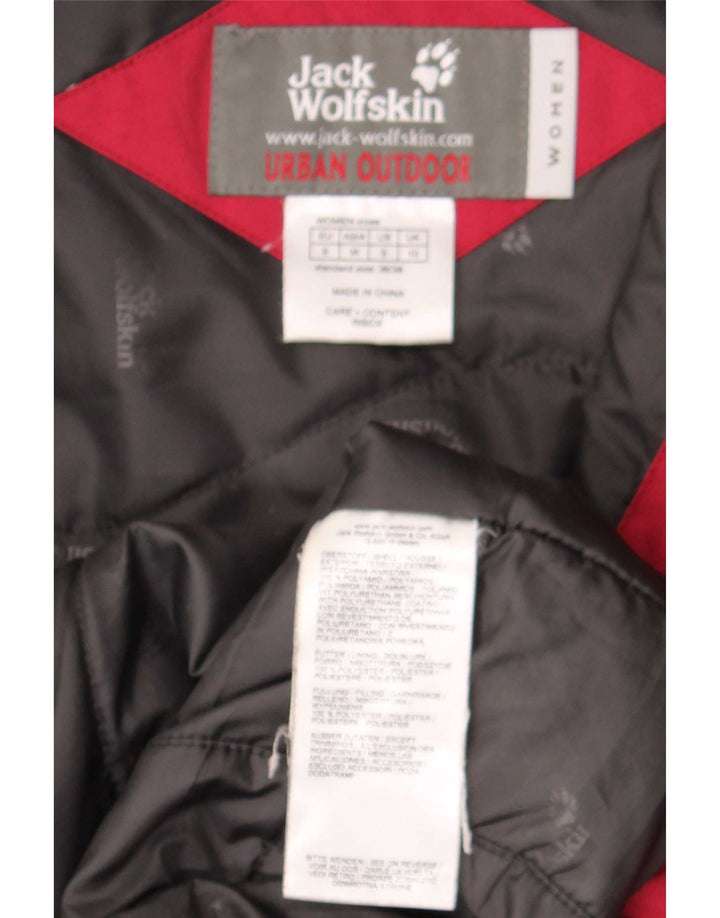 Jack Wolfskin Manteau coupe-vent à capuche pour femme UK 10 Petit Rouge Polyester