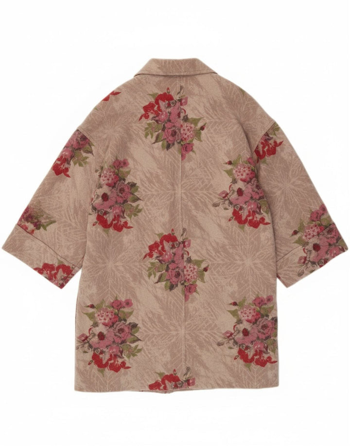 Stefanel Duffle Coat surdimensionné pour femme UK 10 Petite rayonne florale rose