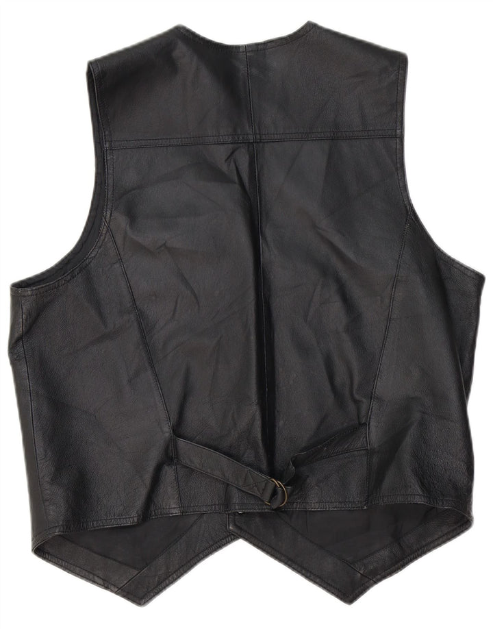 John F Gee Gilet en cuir pour homme en cuir noir moyen