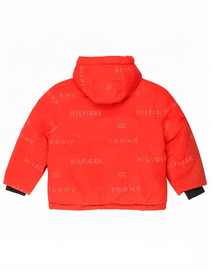 Tommy Hilfiger Veste matelassée à capuche graphique pour garçon 3-4 ans Rouge Polyester