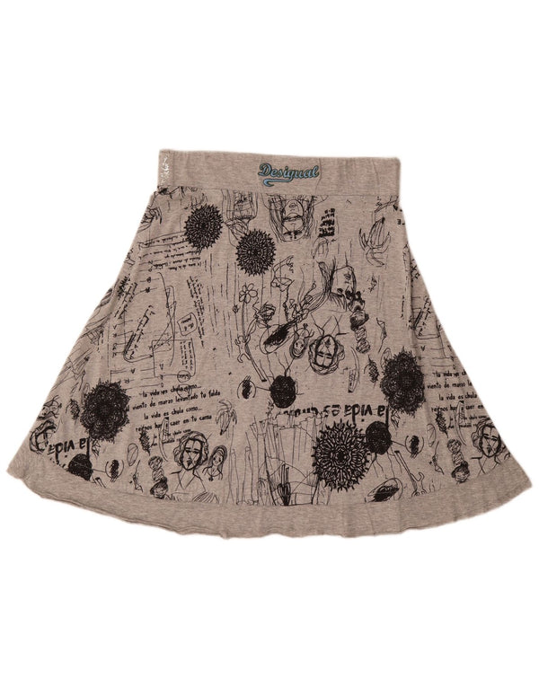 Desigual Jupe trapèze graphique Medium W30 Gris Coton géométrique Femme
