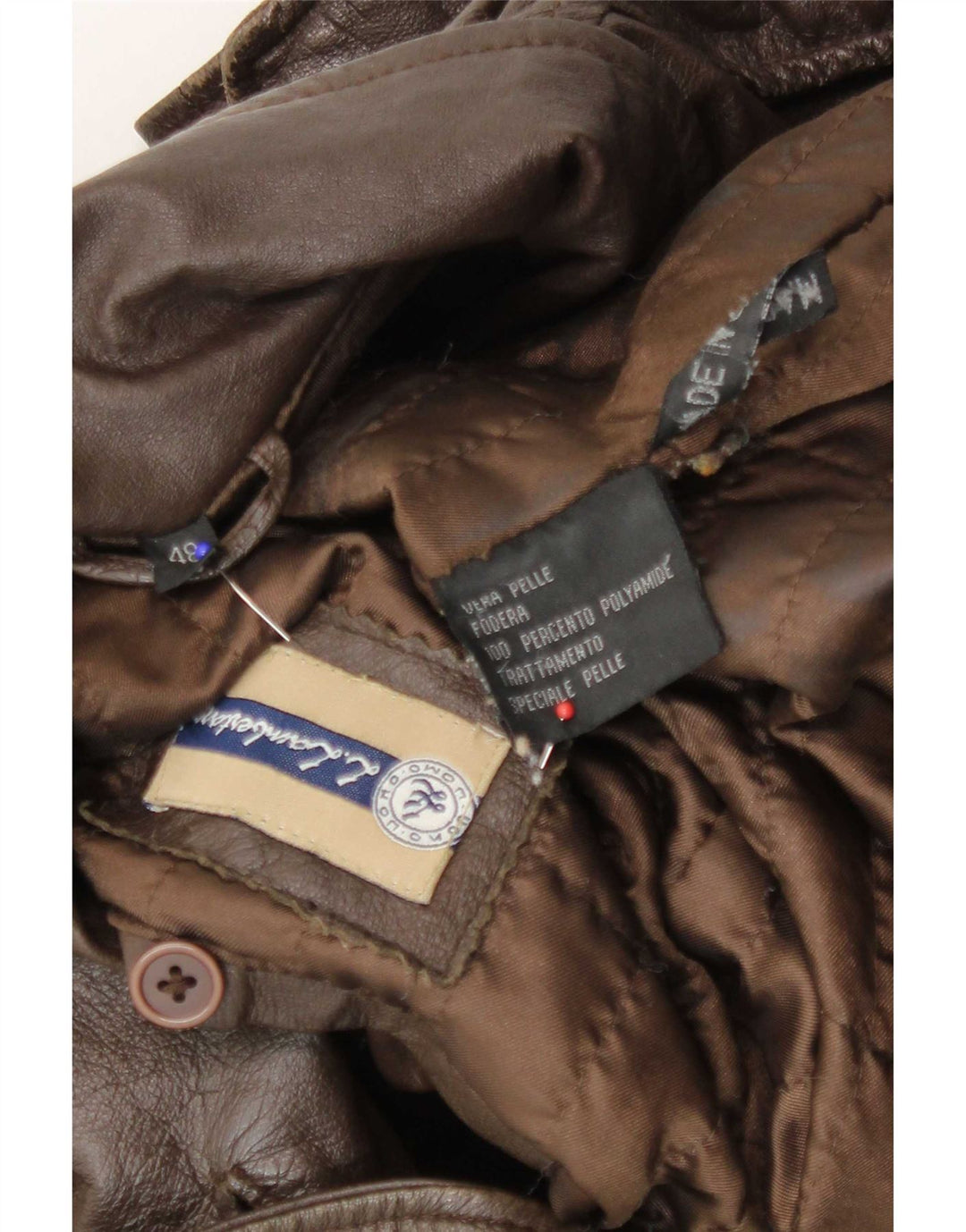 L.Lambertazzi Manteau en cuir militaire pour homme IT 48 Cuir marron moyen