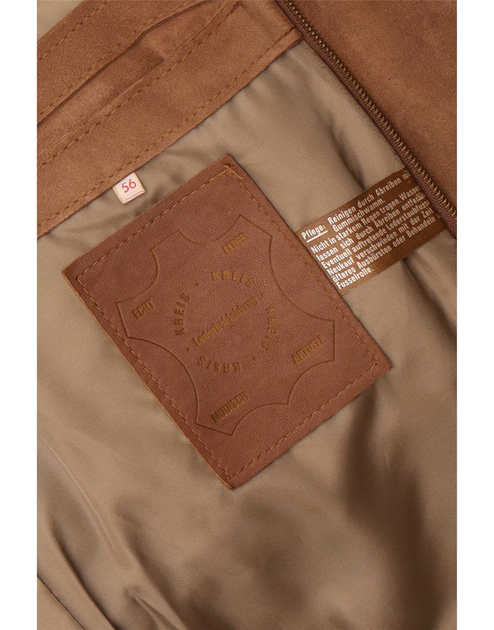veste en daim militaire vintage pour homme UK 38 Cuir beige moyen