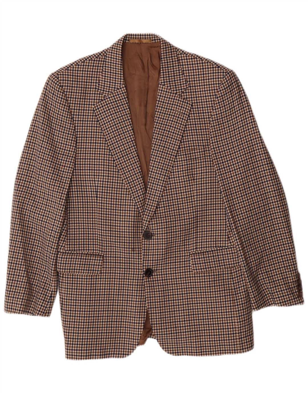 AQUASCUTUM Blazer Homme Blazer Veste UK 40 Grand Marron Pied-de-Poule Classique