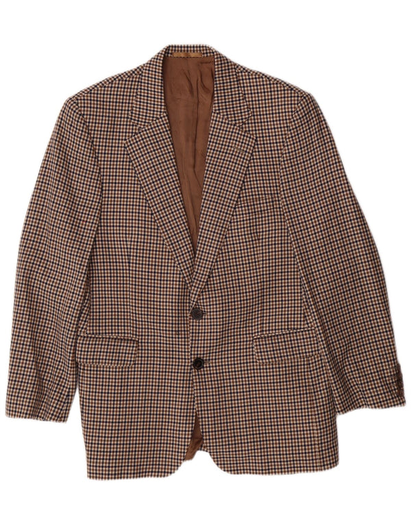 AQUASCUTUM Blazer Homme Blazer Veste UK 40 Grand Marron Pied-de-Poule Classique