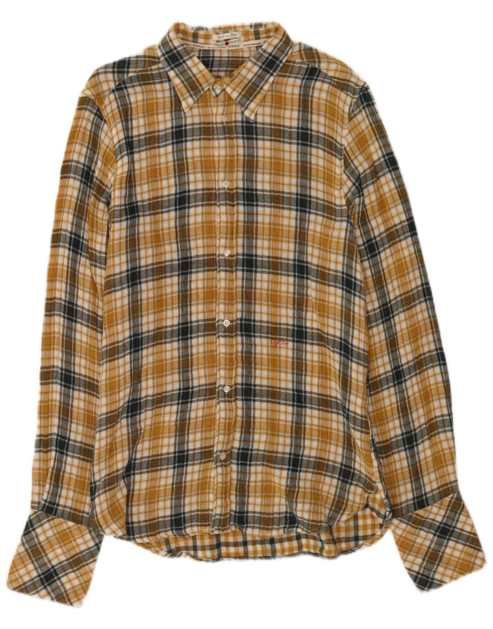 Cycle Chemise en flanelle à carreaux XL pour homme en coton à carreaux jaunes