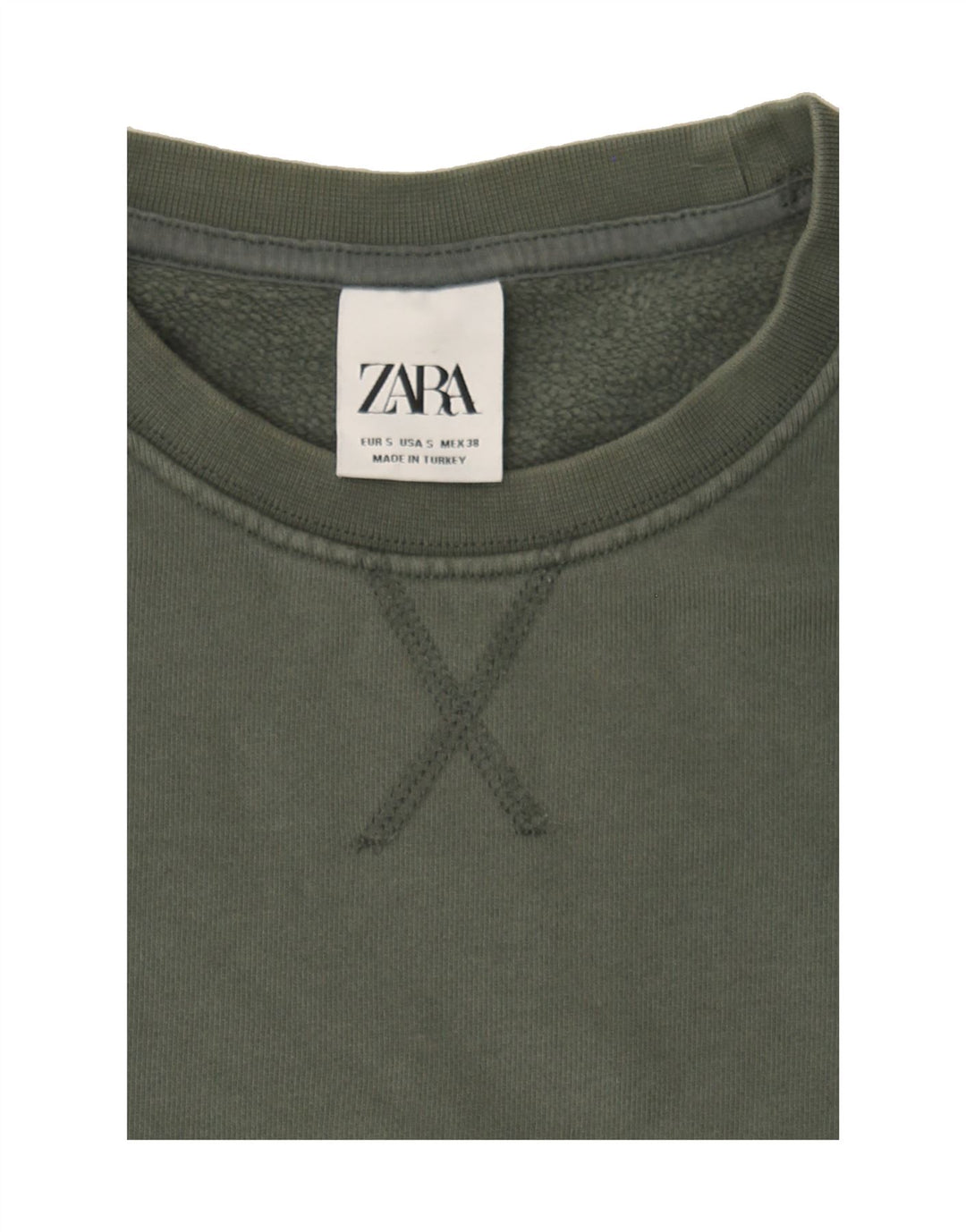 ZARA Mens Sweatshirt Jumper Small Green Cotton Vintage Zara and Second-Hand Zara from Messina Hembry 