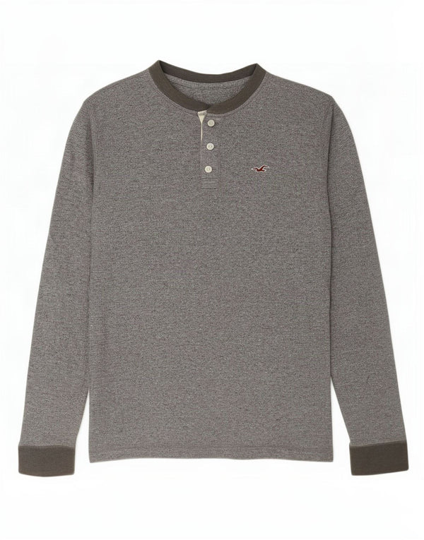 Hollister Haut à manches longues pour hommes, grand coton moucheté gris