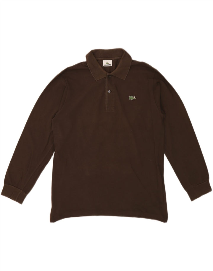 Lacoste Polo à manches longues pour homme Taille 4 Coton marron moyen