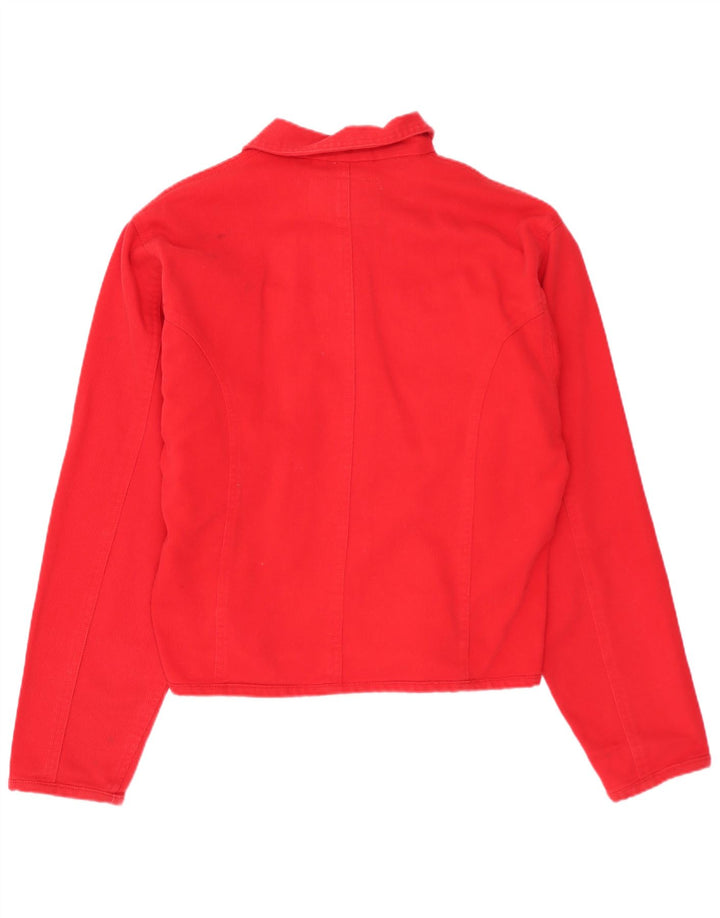 VINTAGE Femme Crop Bomber Jacket UK 14 Grand Coton Rouge