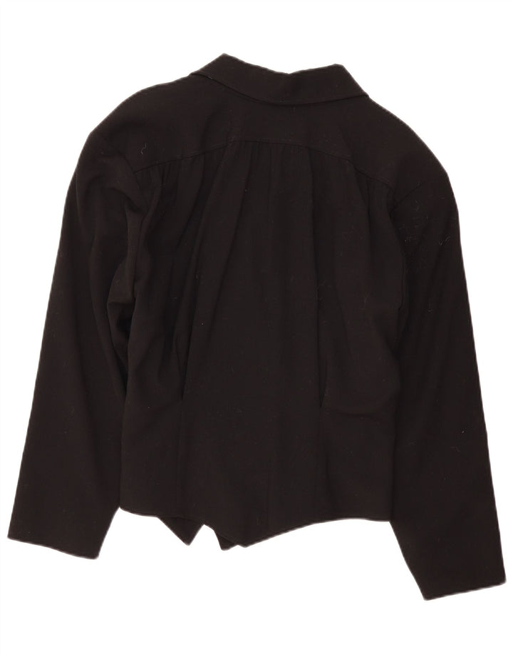 vintage Femmes Double Breasted Oversize Blazer Veste EU 36 Petit Noir