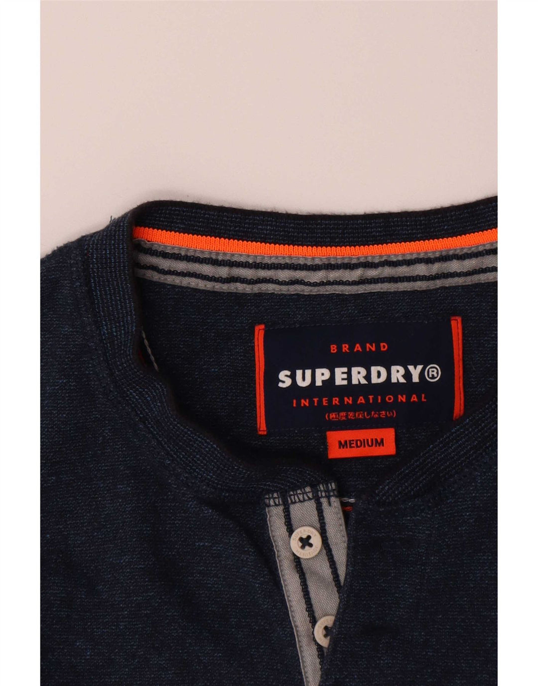 Superdry Haut à manches longues en coton bleu marine moyen