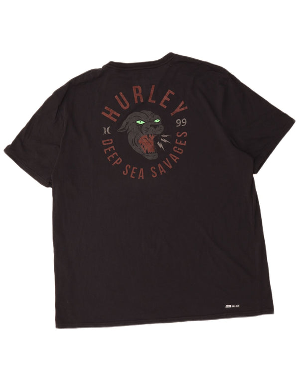 Hurley T-Shirt graphique coupe Premium pour hommes, haut 2XL en coton noir