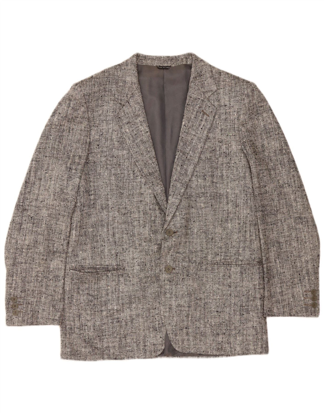 Lanifico Campore Veste Blazer 2 Boutons Homme IT 50 Grande Soie Mouchetée Gris