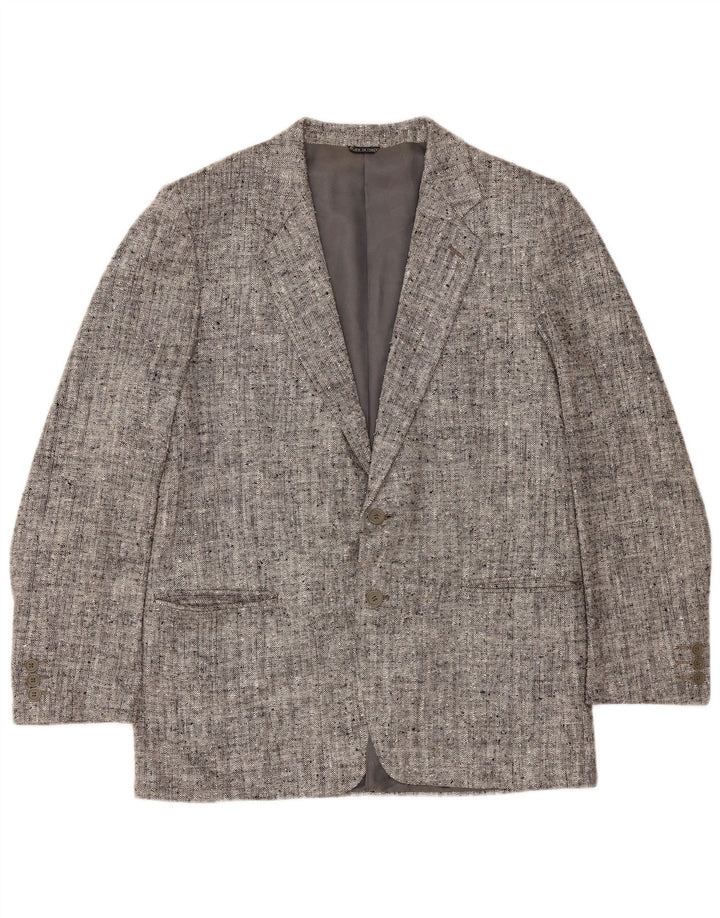 Lanifico Campore Veste Blazer 2 Boutons Homme IT 50 Grande Soie Mouchetée Gris