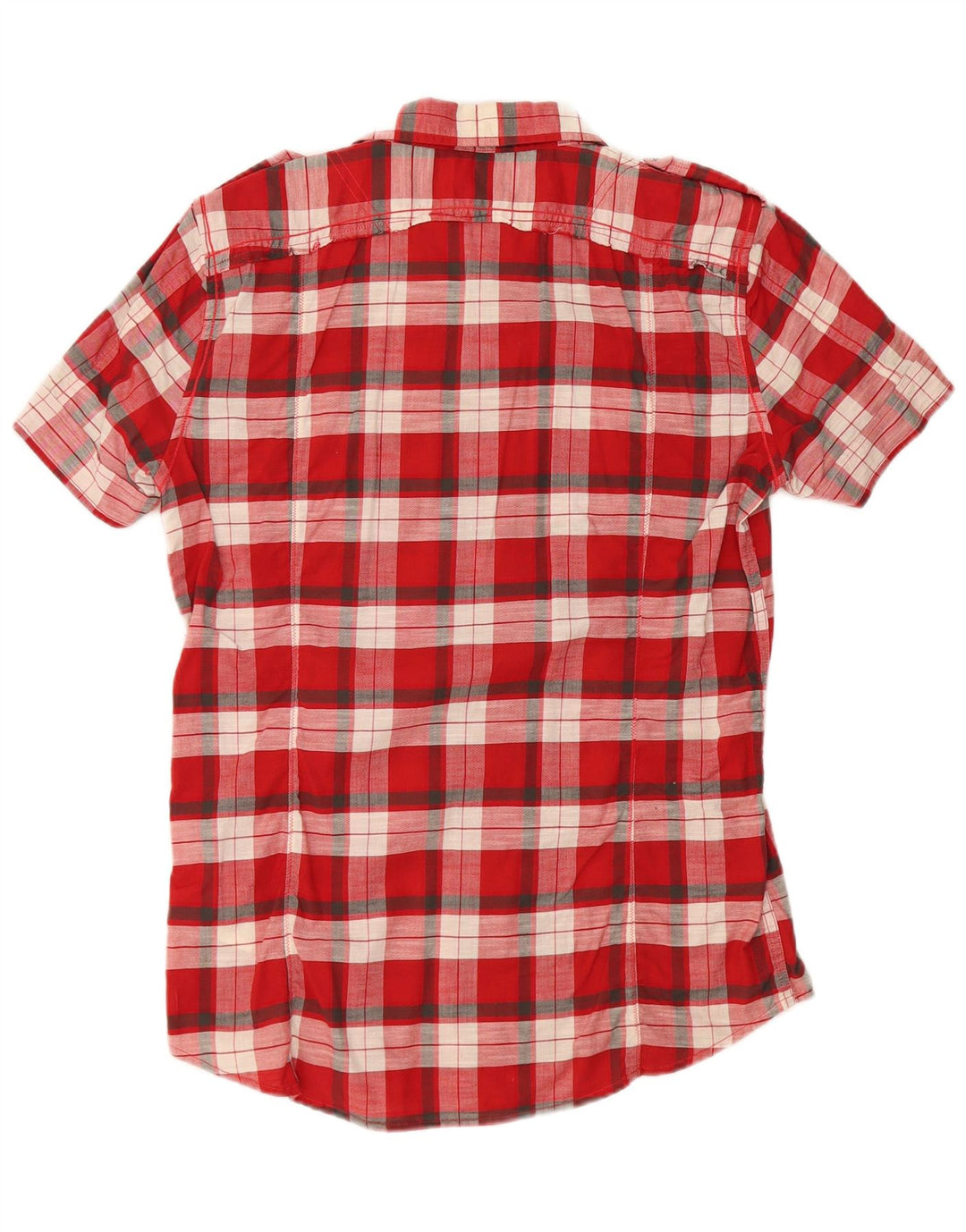 Diesel Chemise militaire à manches courtes pour homme en coton à carreaux rouge moyen