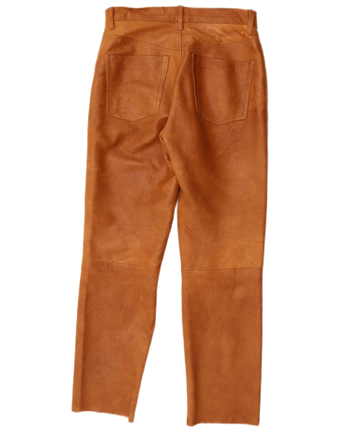Pantalon droit en cuir femme vintage W28 L27 Marron