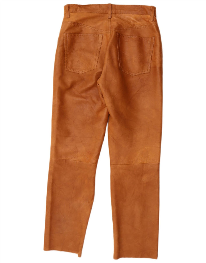 Pantalon droit en cuir femme vintage W28 L27 Marron