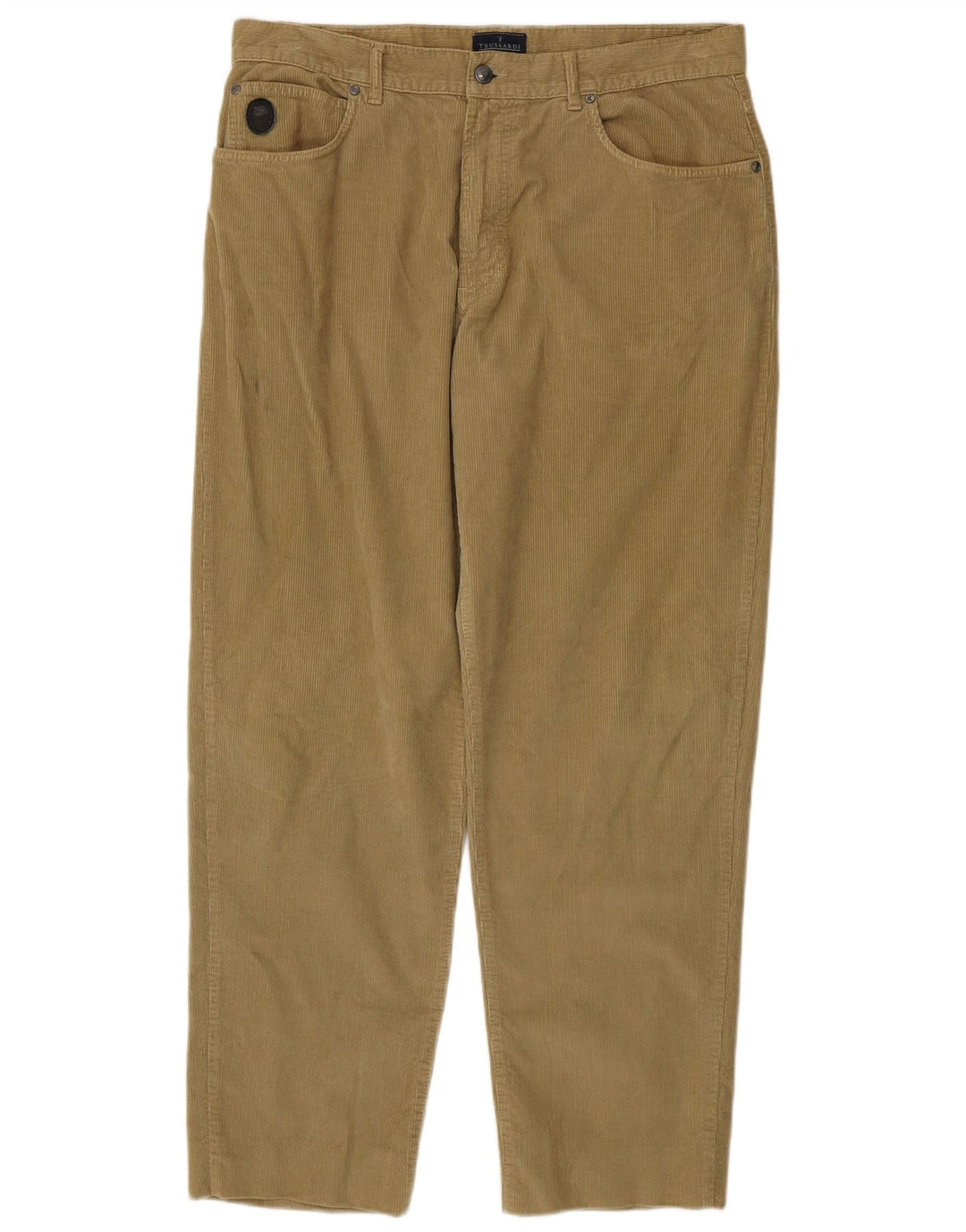 TRUSSARDI Pantalon droit en velours côtelé pour homme IT 54 2XL W40 L32 Kaki Coton
