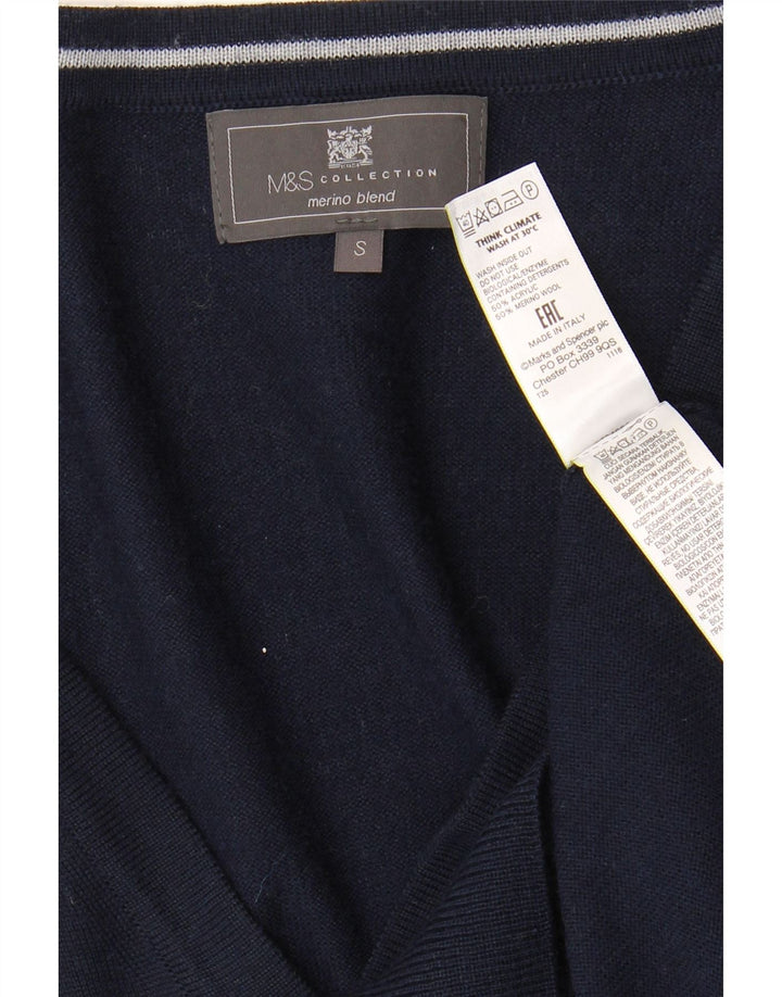 Marks & Spencer Pull Cardigan Homme Petit Bleu Marine Acrylique