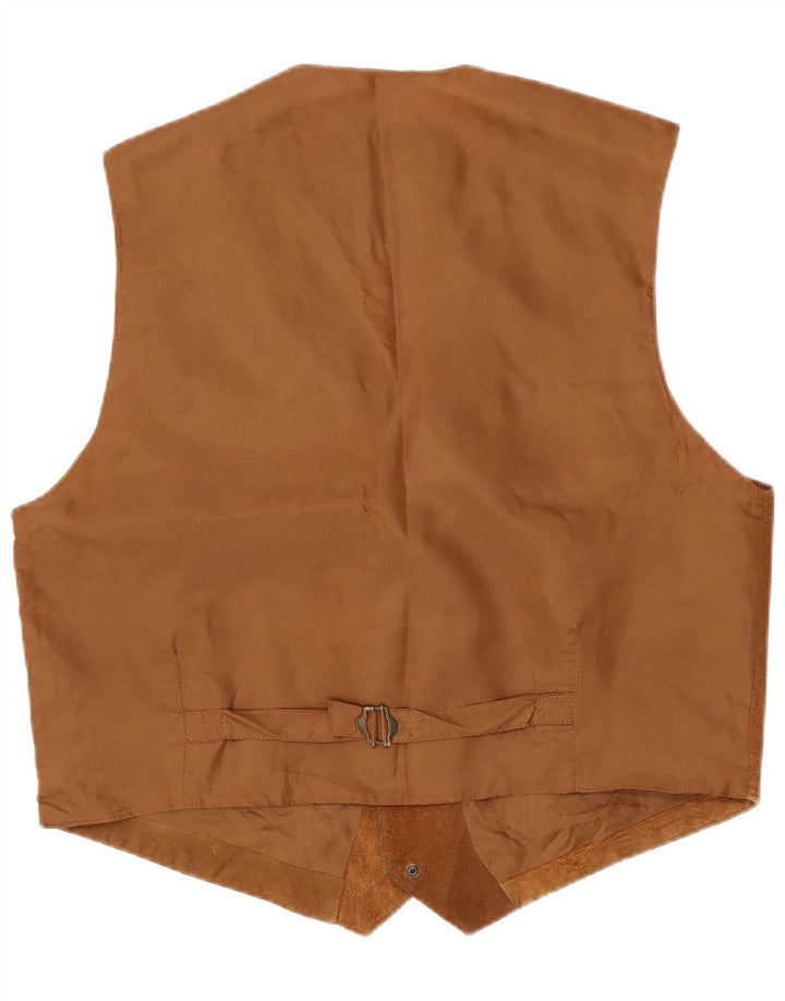 John Monroe Gilet en daim pour homme en cuir marron Taille L