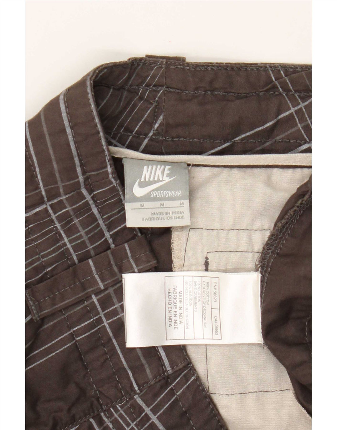 Nike Short Chino Homme Medium W32 Marron à Carreaux Coton