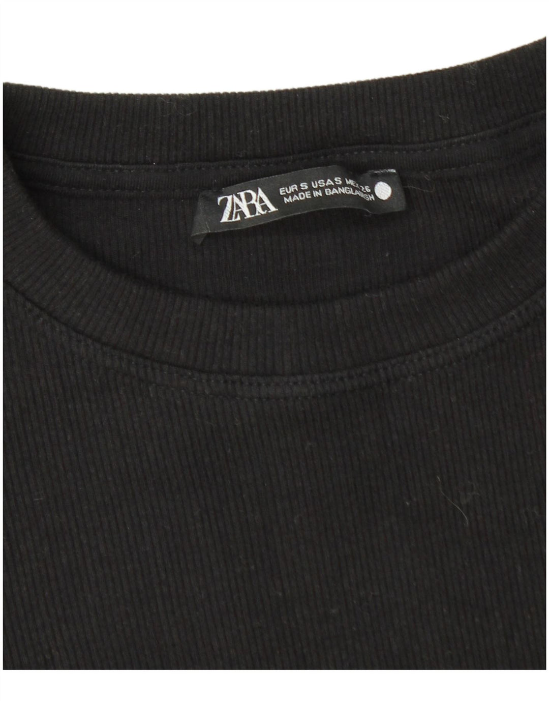 Zara Womens Crop Blouse Top UK 8 Petit Noir Coton