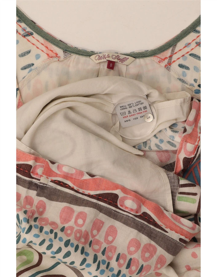 WHITE STUFF Robe droite pour femme UK 8 Petit lin floral blanc