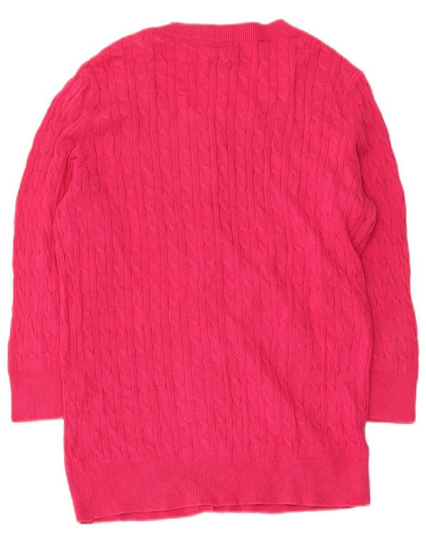 Tommy Hilfiger Cardigan à manches 3/4 pour femme en coton rose moyen UK 12