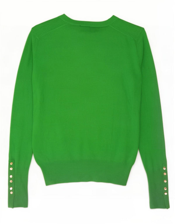 Zara Pull court à col rond pour femme UK 12 Viscose vert moyen