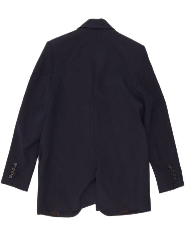 Zara Veste blazer surdimensionnée à 2 boutons pour femme UK 6 XS Bleu marine Viscose