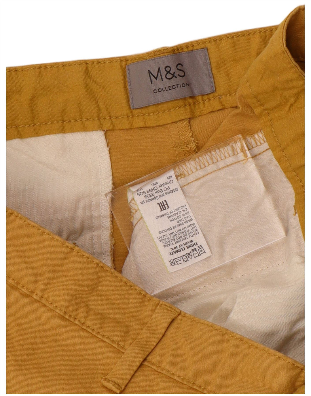 Marks & Spencer Short Chino Homme W36 Large Jaune Coton