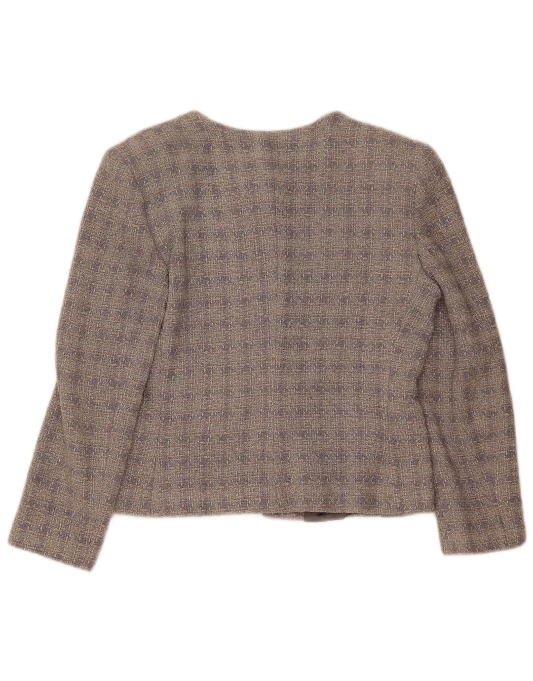 vintage Femme 3 Bouton Blazer Veste IT 42 Gris Moyen Check Laine