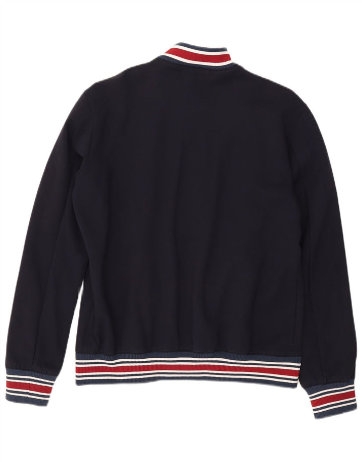 Zara Mens Bomber Jacket UK 40 Large Bleu Marine Rayé Viscose