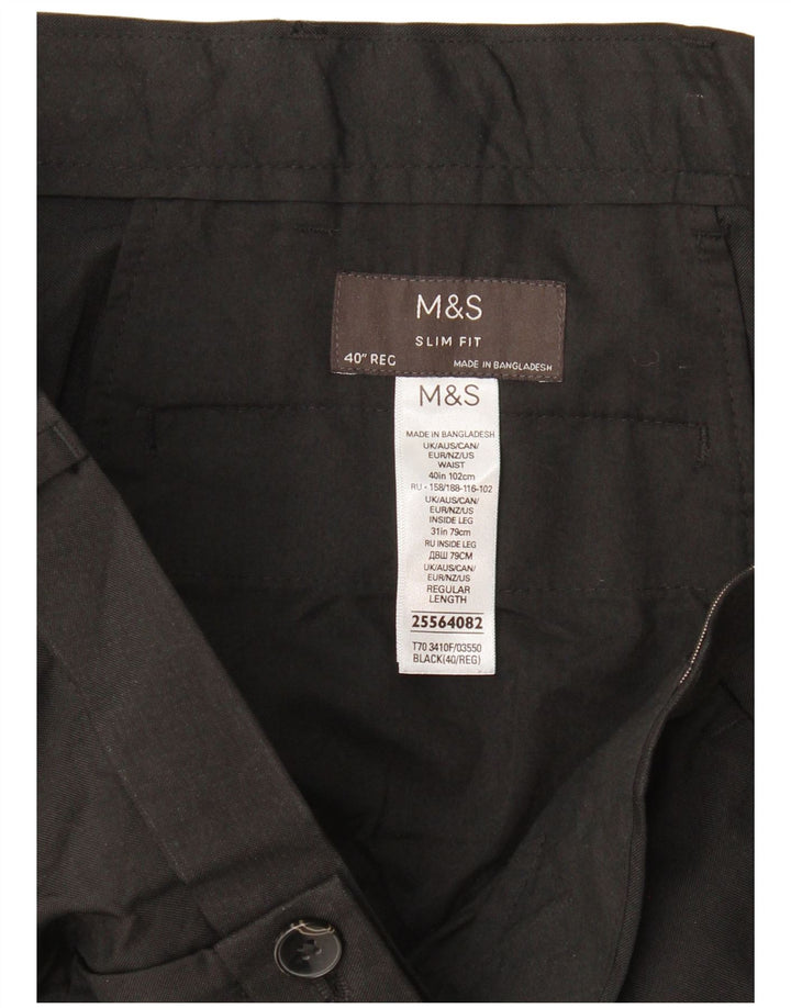 Marks & Spencer Pantalon Chino Coupe Slim Homme W40 L31 Noir Polyester