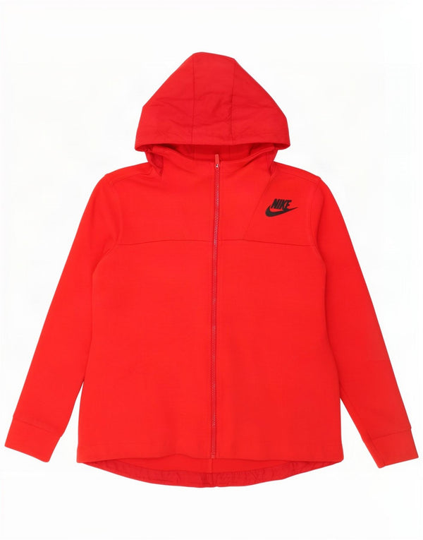 Nike Pull à capuche zippé pour femme UK 14 Coton rouge moyen