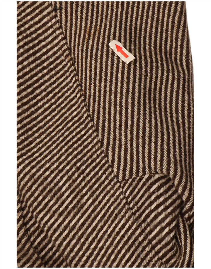 vintage Womens Overcoat UK 14 Medium Brown Pinstripe