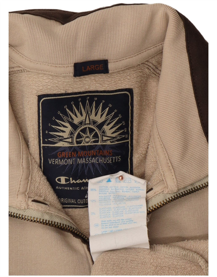 CHAMPION Sweat-shirt à col zippé pour hommes, grand coton color block beige