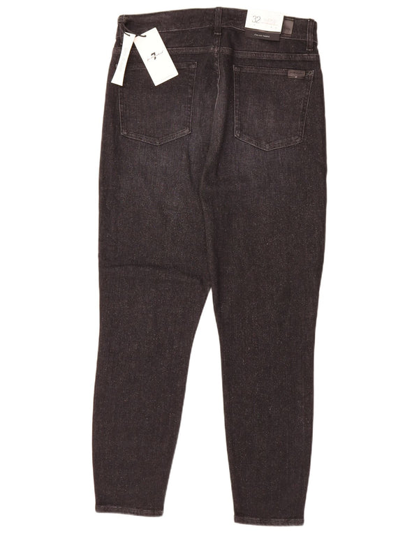 7 For All Mankind Jean Slim Taille Haute Femme W32 L26 Coton Noir