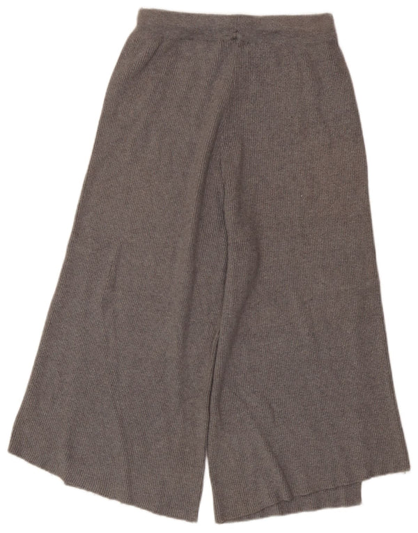 Zara Pantalon Capri en tricot à jambe large pour femme UK 8 Small W25 L19 Gris